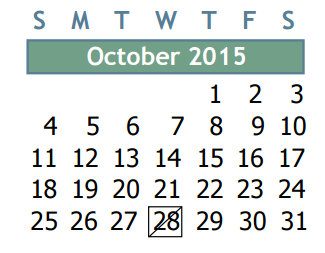 District School Academic Calendar for Stelle Claughton Middle School for October 2015