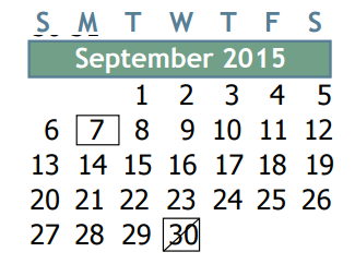 District School Academic Calendar for Westfield High School for September 2015