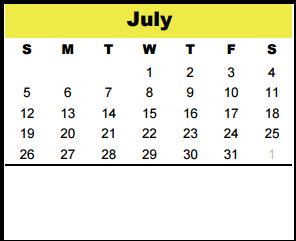 District School Academic Calendar for Bendwood School for July 2015