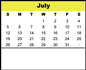 District School Academic Calendar for Stratford High School for July 2015