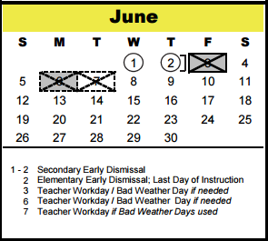 District School Academic Calendar for Terrace Elementary for June 2016