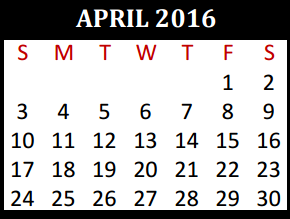 District School Academic Calendar for Beckendorf Intermediate for April 2016