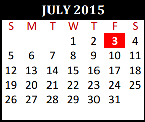 District School Academic Calendar for Tomball Alternative Education Cent for July 2015