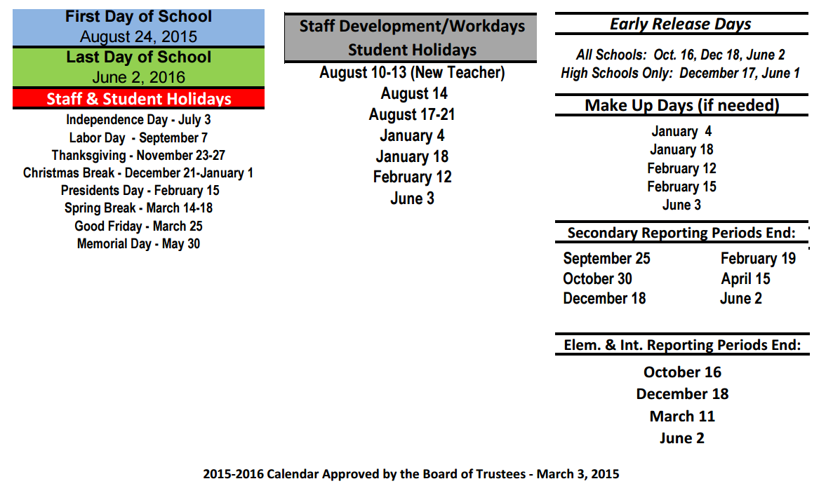 District School Academic Calendar Key for Decker Prairie Elementary