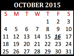District School Academic Calendar for Tomball Elementary for October 2015