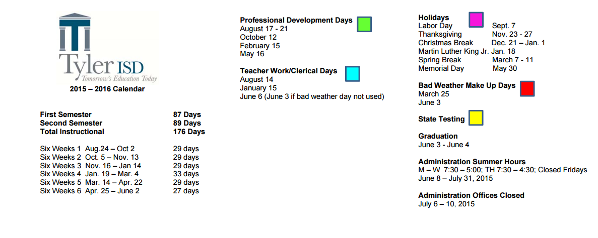 District School Academic Calendar Key for Bell Elementary