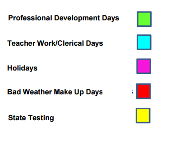 District School Academic Calendar Legend for Caldwell Elementary Arts Academy