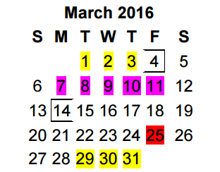 District School Academic Calendar for Robert E Lee High School for March 2016