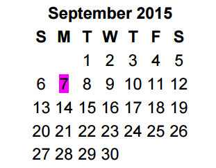 District School Academic Calendar for Ramey Elementary for September 2015