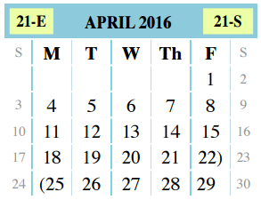 District School Academic Calendar for United Step Academy for April 2016
