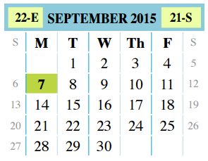 District School Academic Calendar for United Step Academy for September 2015