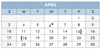 District School Academic Calendar for Stars High School for April 2016