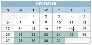 District School Academic Calendar for Stars High School for December 2015