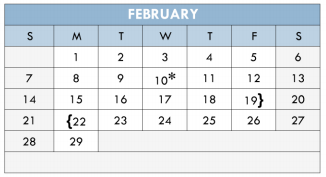 District School Academic Calendar for Lake Waco Montessori Magnet for February 2016