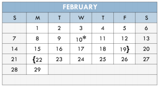 District School Academic Calendar for Trinity Lutheran Sch for February 2016