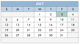 District School Academic Calendar for Waco High School for July 2015