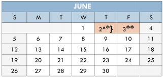 District School Academic Calendar for Bell's Hill Elementary School for June 2016