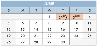 District School Academic Calendar for Meadowbrook Elementary School for June 2016