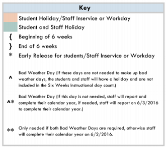 District School Academic Calendar Legend for Alta Vista Montessori Magnet