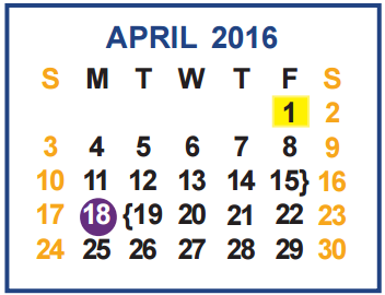 District School Academic Calendar for Horton Disciplinary Alternative Ed for April 2016