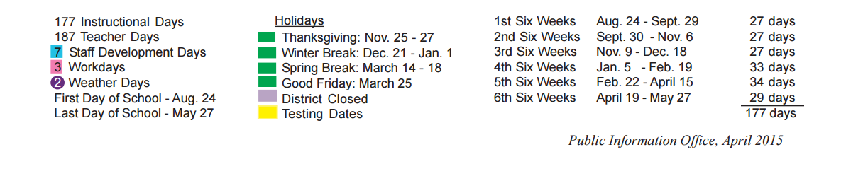 District School Academic Calendar Key for Ybarra Elementary