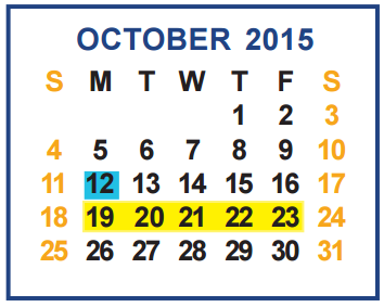 District School Academic Calendar for A N Rico Elementary for October 2015