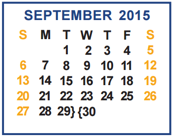 District School Academic Calendar for Airport Elementary for September 2015