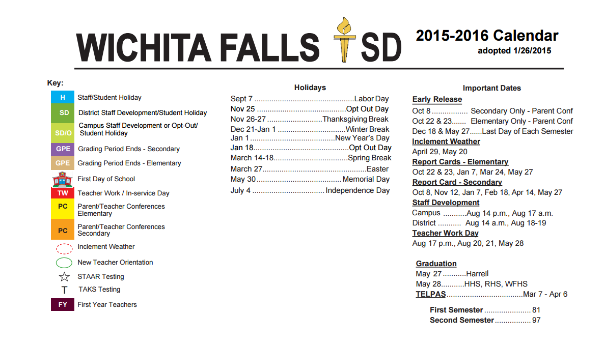 District School Academic Calendar Key for West Foundation Elementary