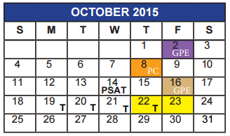 District School Academic Calendar for Paul Irwin Head Start Center for October 2015