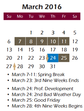 District School Academic Calendar for Hartman Elementary for March 2016