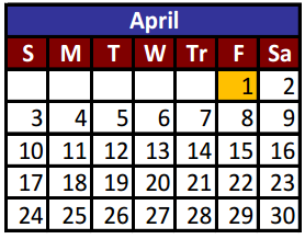 District School Academic Calendar for Hillcrest Middle School for April 2016