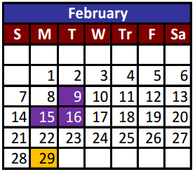 District School Academic Calendar for Riverside Middle School for February 2016