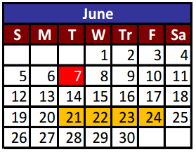 District School Academic Calendar for Eastwood Middle School for June 2016