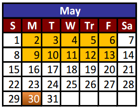 District School Academic Calendar for Adult Community Learning Center for May 2016