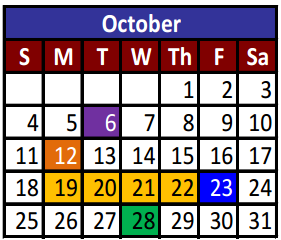 District School Academic Calendar for Alicia R Chacon for October 2015