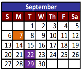 District School Academic Calendar for Del Valle High School for September 2015