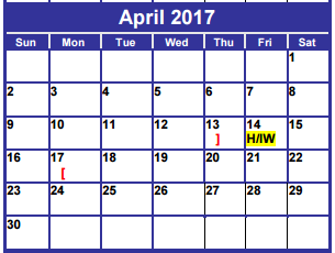 District School Academic Calendar for Madison Middle for April 2017