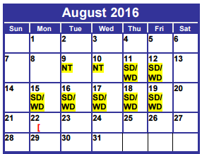 District School Academic Calendar for Fannin Elementary for August 2016