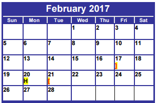 District School Academic Calendar for Day Nursery Of Abilene for February 2017