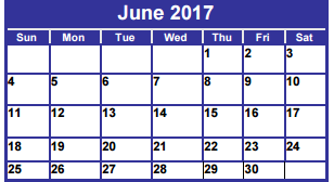 District School Academic Calendar for Day Nursery Of Abilene for June 2017