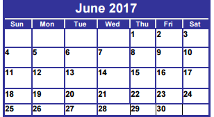 District School Academic Calendar for Locust Ecc for June 2017