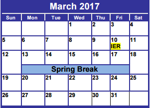 District School Academic Calendar for Day Nursery Of Abilene for March 2017