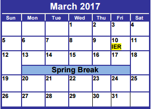 District School Academic Calendar for College Heights Elementary for March 2017