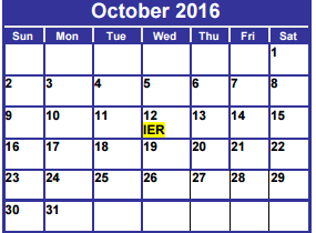 District School Academic Calendar for Woodson Center For Excellence for October 2016