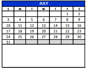 District School Academic Calendar for Bexar Co J J A E P for July 2016