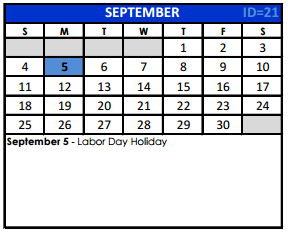 District School Academic Calendar for Bexar Co J J A E P for September 2016