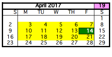District School Academic Calendar for Nimitz Ninth Grade School for April 2017