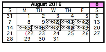District School Academic Calendar for Conley Elementary for August 2016