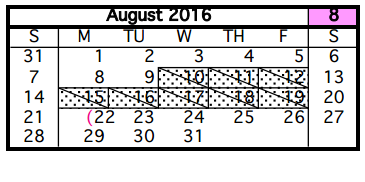 District School Academic Calendar for Smith Academy for August 2016