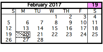 District School Academic Calendar for Aldine J J A E P for February 2017